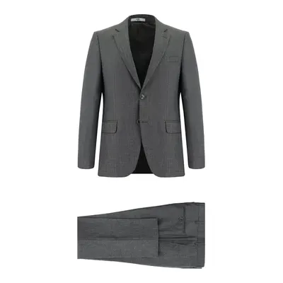 Orta Füme 4 Drop Relaxed Fit Rahat Kesim Desenli Takım Elbise
