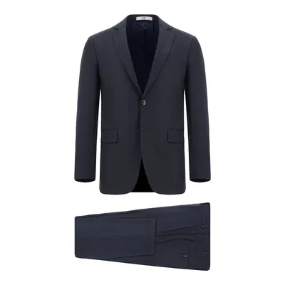 Koyu Lacivert 7 Drop Super Slim Fit Ekstra Dar Kesim Desenli Takım Elbise