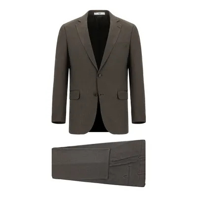 Orta Kahve 7 Drop Slim Fit Dar Kesim Desenli Takım Elbise
