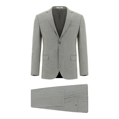 Açık Gri 7 Drop Super Slim Fit Ekstra Dar Kesim Desenli Takım Elbise