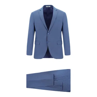 Koyu Mavi 7 Drop Super Slim Fit Ekstra Dar Kesim Desenli Takım Elbise
