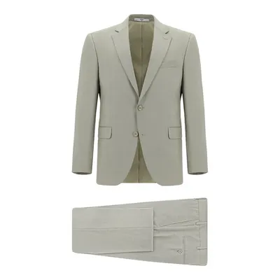 Yağ Yeşili-Olive 7 Drop Slim Fit Dar Kesim Desenli Takım Elbise