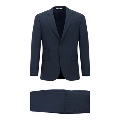 Orta Lacivert 4 Drop Relaxed Fit Rahat Kesim Desenli Takım Elbise