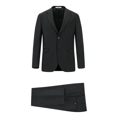 Koyu Füme 4 Drop Relaxed Fit Rahat Kesim Desenli Takım Elbise