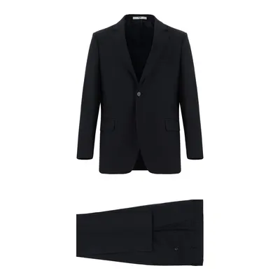 Siyah Lacivert 7 Drop Slim Fit Dar Kesim Desenli Takım Elbise