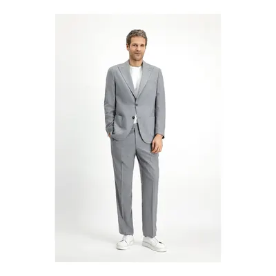 Orta Gri 6 Drop Regular Fit Standart Kesim Çizgili Takım Elbise
