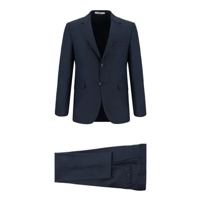 Koyu Lacivert 6 Drop Regular Fit Standart Kesim Ekose Takım Elbise