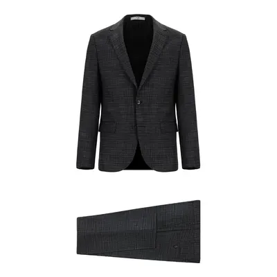 Koyu Antrasit 7 Drop Slim Fit Dar Kesim Ekose Takım Elbise