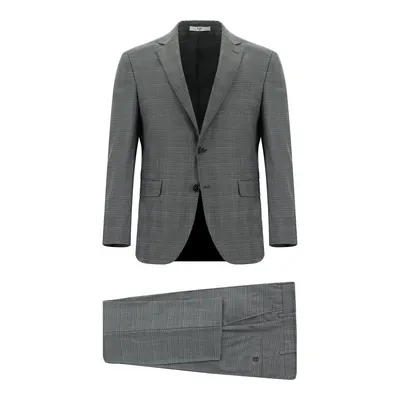 Koyu Füme 7 Drop Slim Fit Dar Kesim Ekose Takım Elbise