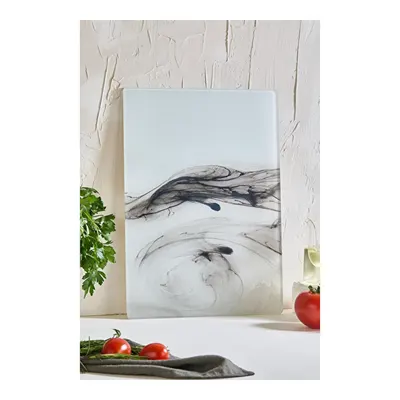 Lora Bianca Marble Cam Kesme Tahtası - 25x35 - Isıya Dayanıklı Kırılmaz Kesme Tahtası Beyaz