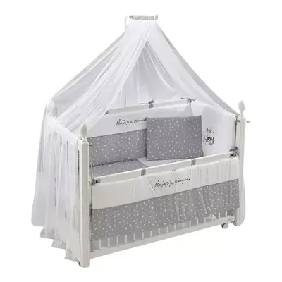 Meltem Kids Kral Beşik 60X120 Cm Beyaz- Moon Gri