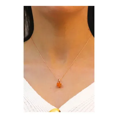 Midyat Nurtaş Gümüş Lotus Çiçeği Sitrin Taşlı Gümüş Kolye