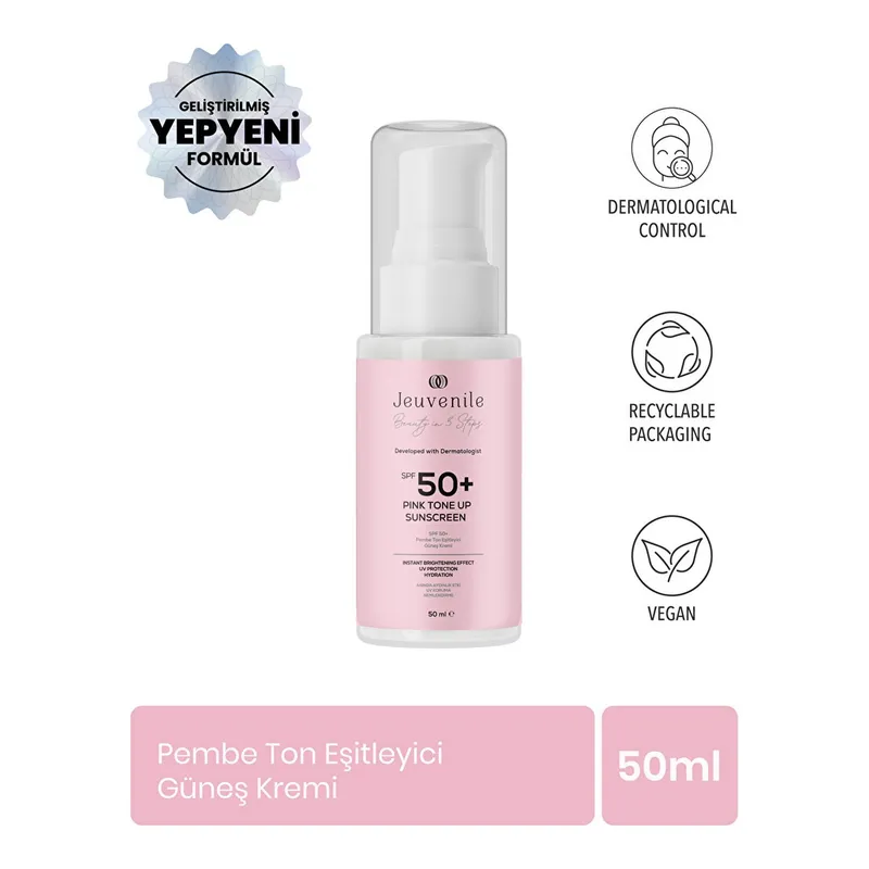 Jeuvenile Spf 50+ Yüksek Korumalı Renk Tonu Eşitleyici Pembe Güneş Kremi, görsel 1