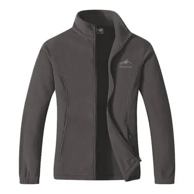Genius Store Gri Polar Erkek Fermuarlı Sweatshirt Hırka