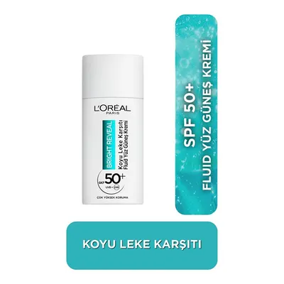 L'Oreal Paris Bright Reveal Spf 50+ Koyu Leke Karşıtı Fluid Günlük Yüz Güneş Kremi 50 Ml