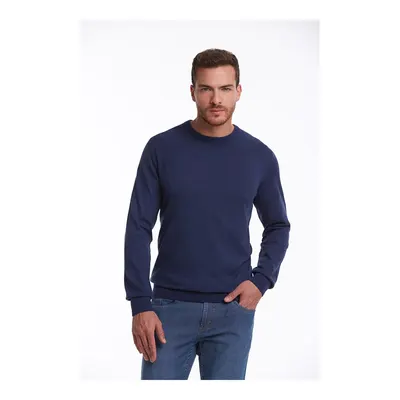 İndigo Regular Fit Düz Bisiklet Yaka 100% Pamuklu Triko Kazak