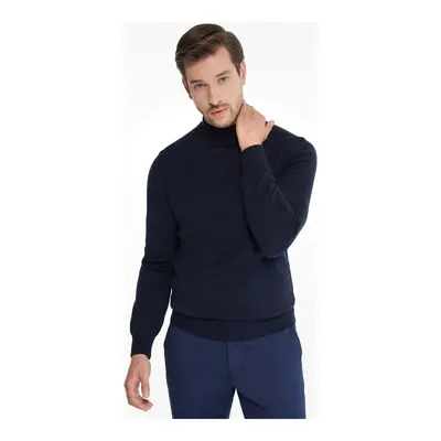 Lacivert Regular Fit Düz Yarım Balıkçı Yaka Triko Kazak