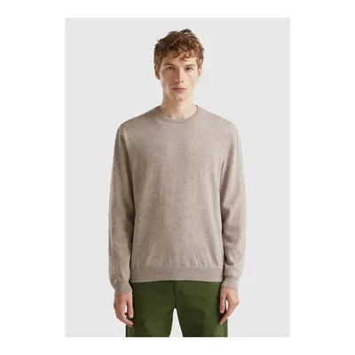United Colors Of Benetton Erkek Bej Melanj Bisiklet Yaka %100 Merino Kazak