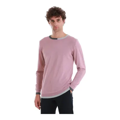 Pembe Regular Fit Düz Bisiklet Yaka Yünlü Triko Kazak