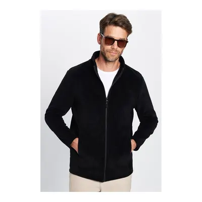 Unisex Standart Fit Tam Tüylenme Yapmayan Soğuk Geçirmez Siyah Dik Yaka Polar Fermuarlı Sweatshirt
