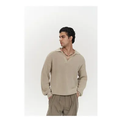 Mai Collection Magnus Polo Yaka Bej Erkek Triko Kazak