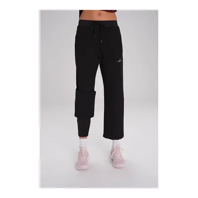 Haşema Active Çift Katmanlı Taytlı Boru Paça Siyah Spor Pantolonu Eşofman Altı Act-3