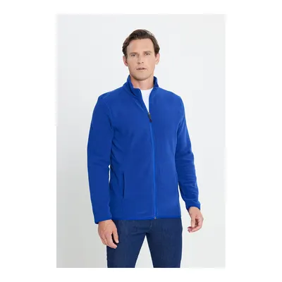 Mavi Saks Anti-pilling Tüylenme Yapmayan Standart Fit Bato Yaka Erkek Polar Fermuarlı Sweatshirt Hırka