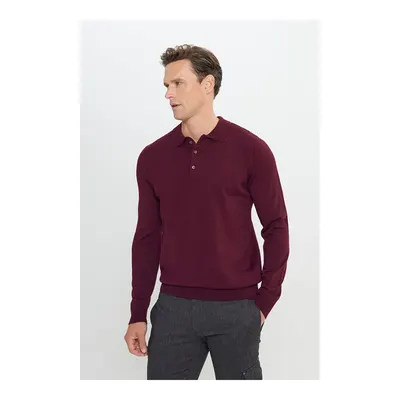 Erkek Bordo Tüylenme Yapmayan Anti Pilling Kumaş Standart Fit Polo Yaka Triko