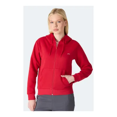 SLAZENGER Milio I Kadın Fermuarlı Kapüşonlu Cepli Kırmızı Sweatshirt