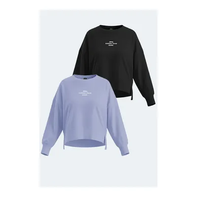 SLAZENGER Fuşya Vital 2'li Set Kadın Crop Sweatshirt
