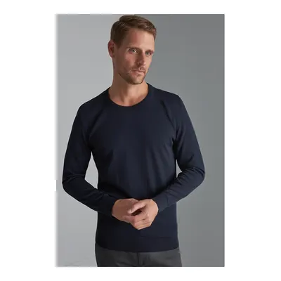 igs Lacivert Slim Fit Dar Kalıp Bisiklet Yaka Düz Uzun Kollu Triko