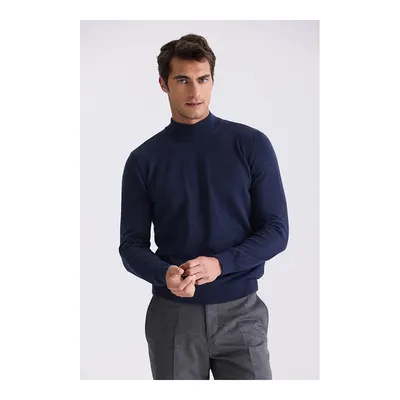 JAKAMEN İndigo Slim Fit Yarım Balıkçı Triko Kazak