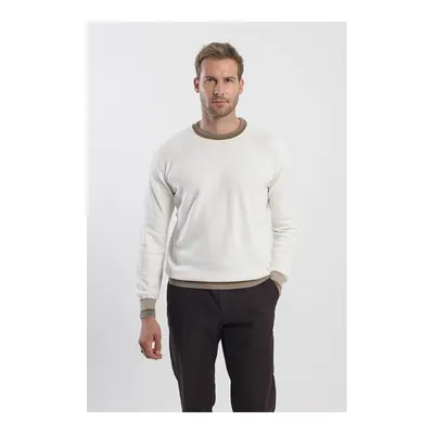 JAKAMEN Ekru Slim Fit Bisiklet Yaka Triko Kazak