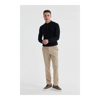JAKAMEN Lacivert Slim Fit Yünlü Desenli Polo Yaka Triko