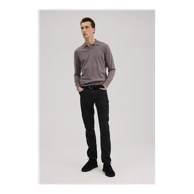 JAKAMEN Mor Gül Kurusu Slim Fit Polo Yaka Triko Kazak