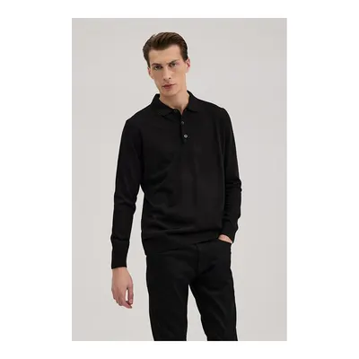 JAKAMEN Siyah Comfort Fit Polo Yaka Yünlü Triko