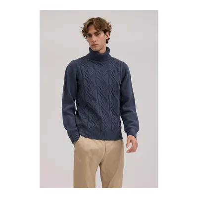 JAKAMEN İndigo Slim Fit Tam Balıkçı Yaka Triko Kazak