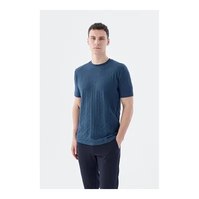 JAKAMEN Lacivert Slim Fit Triko Bisiklet Yaka Tişört