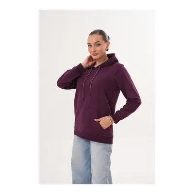 MİSS DÜNYA LİSSA Mor Unisex %100 Pamuk Basic Premium Kapüşonlu Sweatshirt