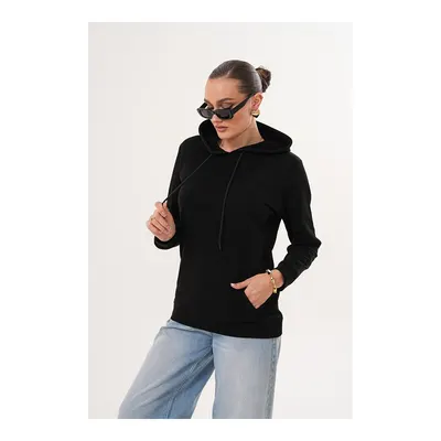 MİSS DÜNYA LİSSA Siyah Unisex %100 Pamuk Basic Premium Kapüşonlu Sweatshirt