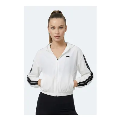 SLAZENGER Razzle Kadın Fermuarlı Kapüşonlu Cepli Ekru Sweatshirt