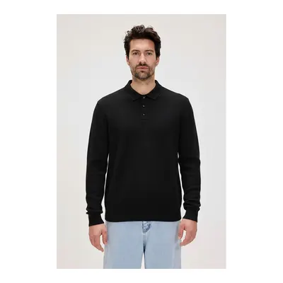 Bad Bear Dad Siyah Polo Yaka Erkek Triko Kazak