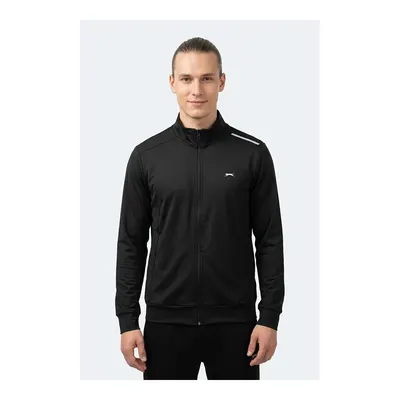 SLAZENGER Revolver Erkek Fermuarlı Dik Yaka Cepli Siyah Sweatshirt