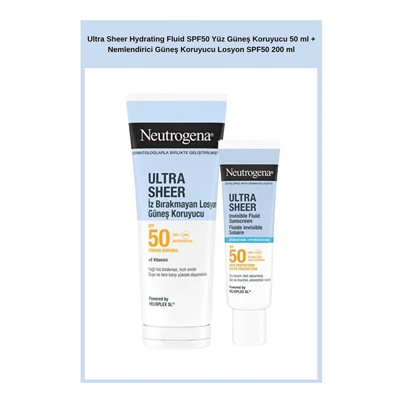 Neutrogena Ultra Sheer Hydrating Fluid Spf50 Yüz Güneş Koruyucu 50 Ml + Nemlendirici Güneş Koruyucu Losyon, görsel 1