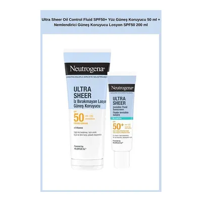 Neutrogena Ultra Sheer Oil Control Fluid Spf50+ Yüz Güneş Koruyucu 50 Ml + Nemlendirici Güneş Koruyucu Losyon