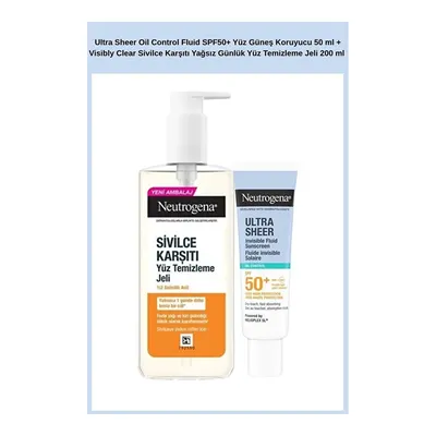 Neutrogena Ultra Sheer Oil Control Fluid Spf50+ Yüz Güneş Koruyucu 50 Ml + Visibly Clear Sivilce Karşıtı Yağsız