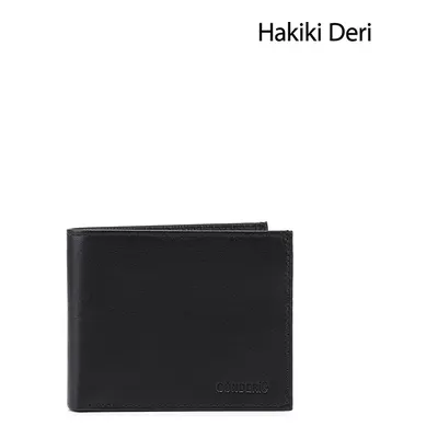 GÖNDERİ(R) Erkek Siyah Hakiki Deri Yatay Cüzdan