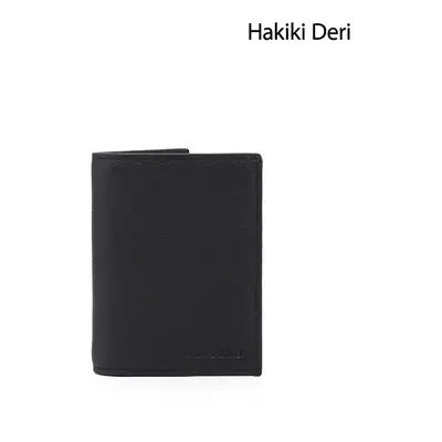 GÖNDERİ(R) Erkek Mat Siyah Hakiki Deri Dikey Cüzdan