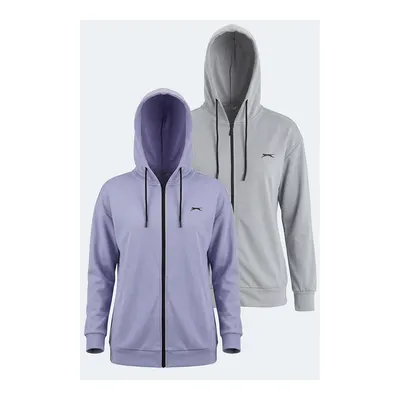 SLAZENGER Kathleena 2'li Set Kadın Oversize Gri - Mor Sweatshirt
