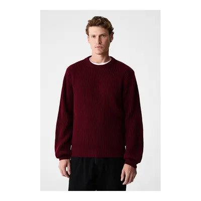 GRIMELANGE Erkek Yuvarlak Yaka Regular Fit Triko Bordo Kazak